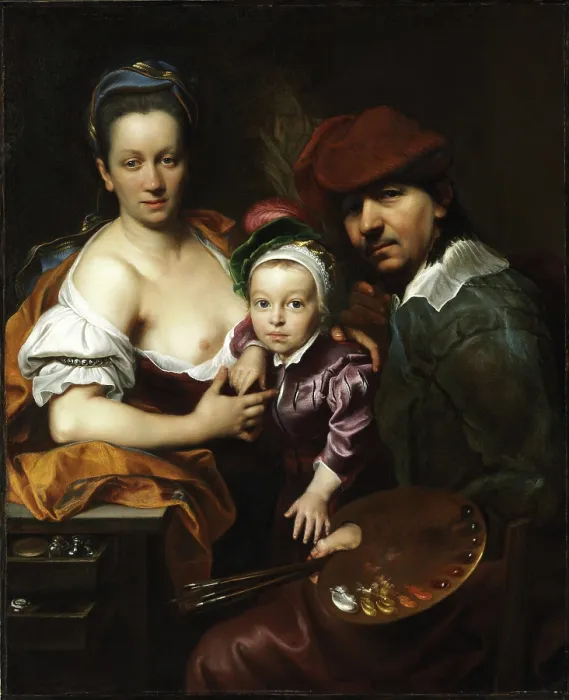 Framed Print : Self-Portrait of the Artist with His Wife and Son, c1719. Creator: Kupecky (Kupetzky), Jan (Johann) (1667-1740) Framed Print : Self-Portrait of the Artist with His Wife and Son, c1719. Creator: Kupecky (Kupetzky), Jan (Johann) (1667-1740)