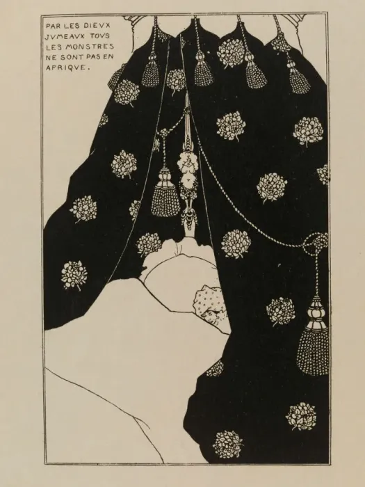 Framed Print : Self-Portrait in bed (Autoportrait au lit), 1894. Creator: Beardsley, Aubrey Framed Print : Self-Portrait in bed (Autoportrait au lit), 1894. Creator: Beardsley, Aubrey
