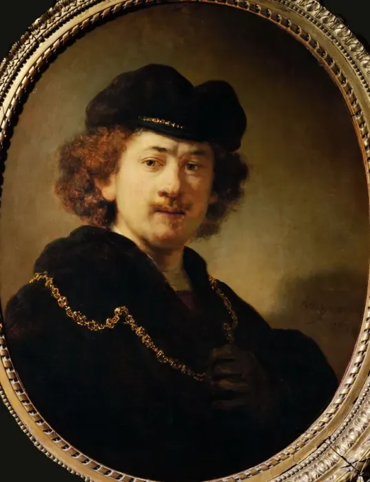 Framed Print : Self-Portrait with Beret and Gold Chain, 1633 Framed Print : Self-Portrait with Beret and Gold Chain, 1633