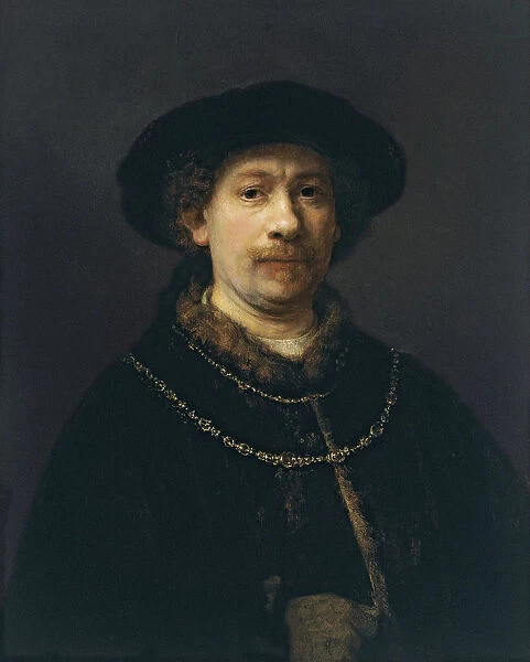 Self Portrait with Beret and Two Gold Chains, ca 1642. Artist: Rembrandt van Rhijn (1606-1669)