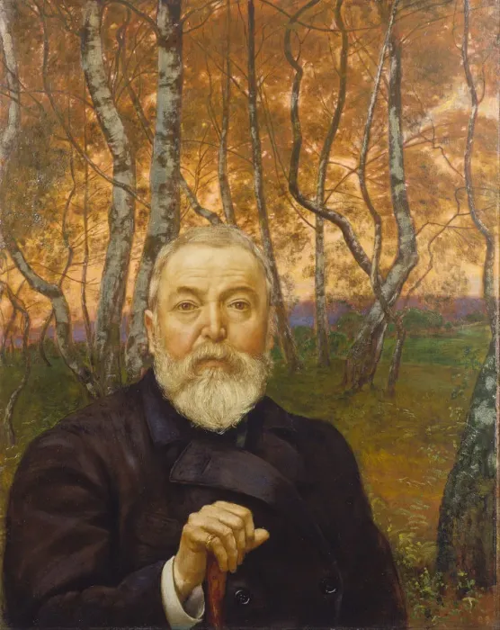 Framed Print : Self-Portrait in a Birch Grove. Artist: Thoma, Hans (1839-1924) Framed Print : Self-Portrait in a Birch Grove. Artist: Thoma, Hans (1839-1924)