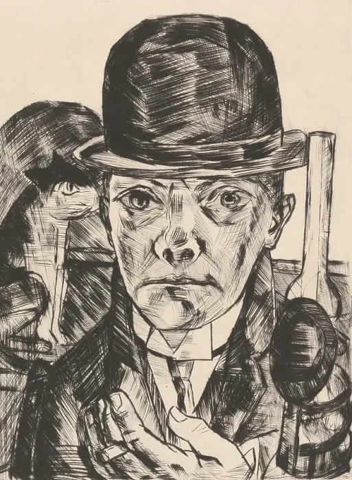 Framed Print : Self-Portrait in Bowler Hat (Selbstbildnis mit steifem Hut), 1921. Creator: Max Beckmann Framed Print : Self-Portrait in Bowler Hat (Selbstbildnis mit steifem Hut), 1921. Creator: Max Beckmann