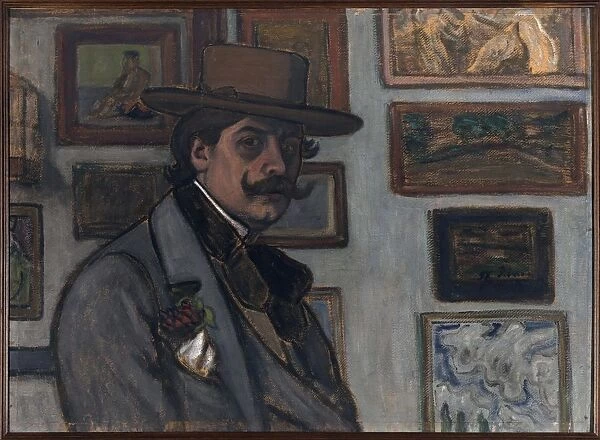 Self-portrait in a brown hat, 1897. Creator: Rippl-Ronai, Jozsef (1861-1927)