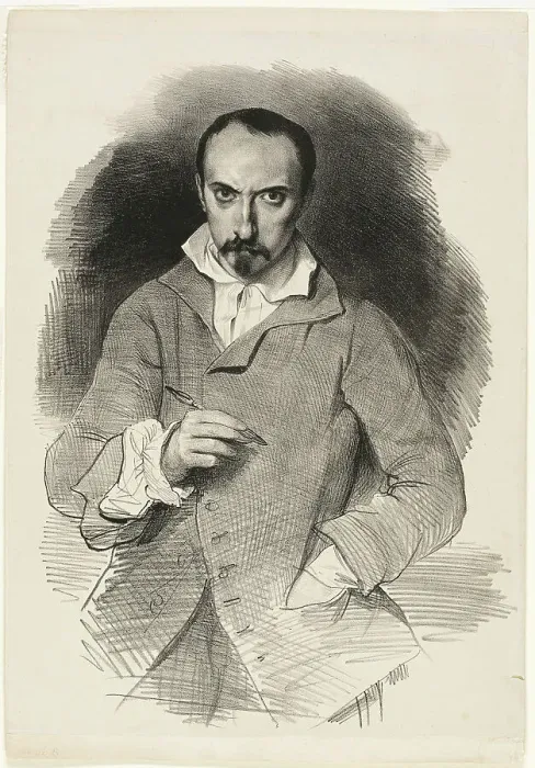 Framed Print : Self-Portrait, c. 1835. Creator: Achille Deveria Framed Print : Self-Portrait, c. 1835. Creator: Achille Deveria