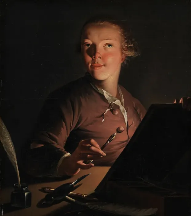 Framed Print : Self-portrait by Candlelight, 1762-1766. Creator: Jens Juel Framed Print : Self-portrait by Candlelight, 1762-1766. Creator: Jens Juel