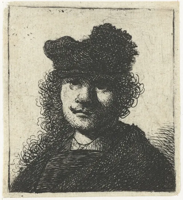 Framed Print : Self-Portrait in Cap and Dark Cloak: Bust, ca 1631. Creator Framed Print : Self-Portrait in Cap and Dark Cloak: Bust, ca 1631. Creator