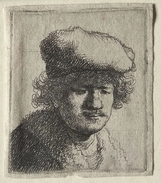 Self-Portrait with Cap Pulled Forward, c. 1631. Creator: Rembrandt van Rijn (Dutch, 1606-1669)