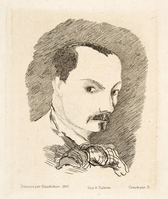 Framed Print : Self Portrait of Charles Baudelaire, pub. 1869. Creator: Charles Pierre Baudelaire (1821 - 1867) Framed Print : Self Portrait of Charles Baudelaire, pub. 1869. Creator: Charles Pierre Baudelaire (1821 - 1867)