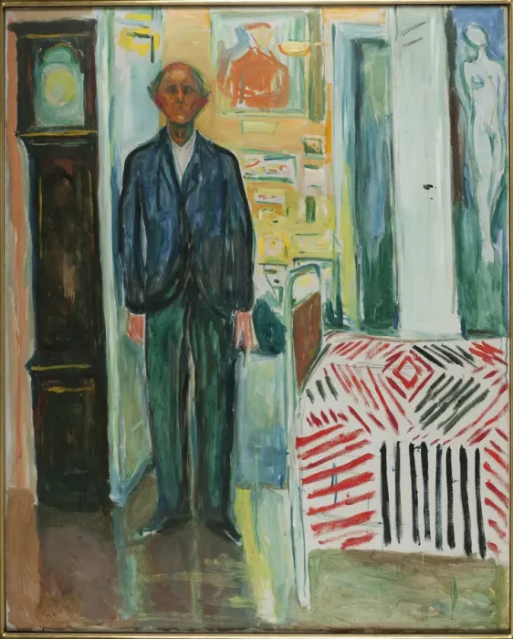 Framed Print : Self-Portrait, Between the Clock and the Bed, 1940-1942 Framed Print : Self-Portrait, Between the Clock and the Bed, 1940-1942