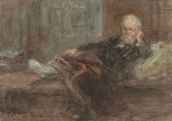 Self -portrait with damaged foot, c. 1898. Creator: Jozef Israels