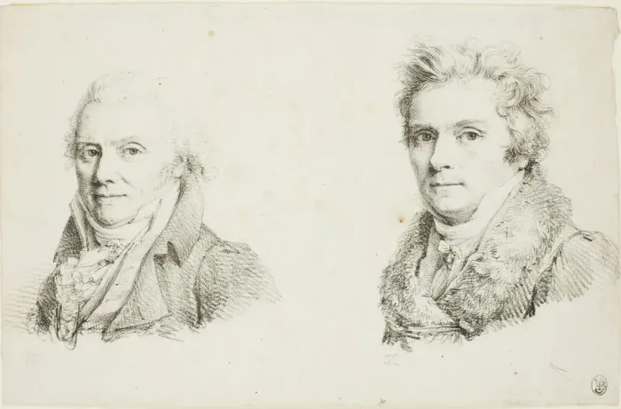 Framed Print : Self-Portrait in a Dark Cloth Coat and Self-Portrait in a Fur-Collared Coat, c. 1817. Creators: Jean Antoine Laurent, Charles-Philibert de Lasteyrie Framed Print : Self-Portrait in a Dark Cloth Coat and Self-Portrait in a Fur-Collared Coat, c. 1817. Creators: Jean Antoine Laurent, Charles-Philibert de Lasteyrie