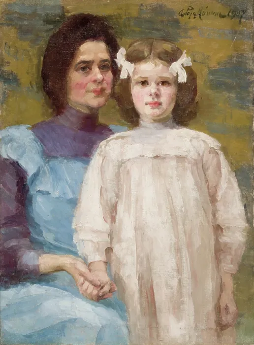 Framed Print : Self-Portrait with Daughter, 1907. Creator: Aniela Pajakowna Framed Print : Self-Portrait with Daughter, 1907. Creator: Aniela Pajakowna