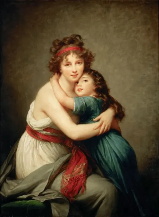 Framed Print : Self-Portrait with her Daughter, Julie, c Framed Print : Self-Portrait with her Daughter, Julie, c