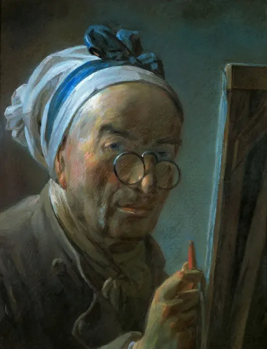 Framed Print : Self-Portrait at the Easel, 1779. Creator: Chardin, Jean-Baptiste Siméon (1699-1779) Framed Print : Self-Portrait at the Easel, 1779. Creator: Chardin, Jean-Baptiste Siméon (1699-1779)