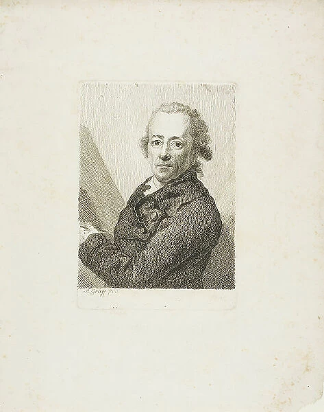 Self-Portrait Before an Easel, c. 1787. Creator: Anton Graff