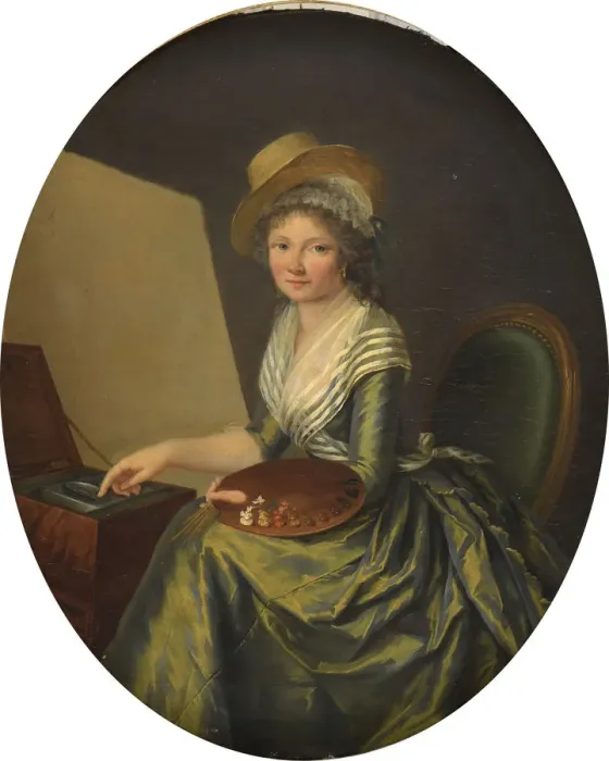 Framed Print : Self-Portrait with Easel. Creator: Lemoine, Marie Elisabeth (1754-1820) Framed Print : Self-Portrait with Easel. Creator: Lemoine, Marie Elisabeth (1754-1820)