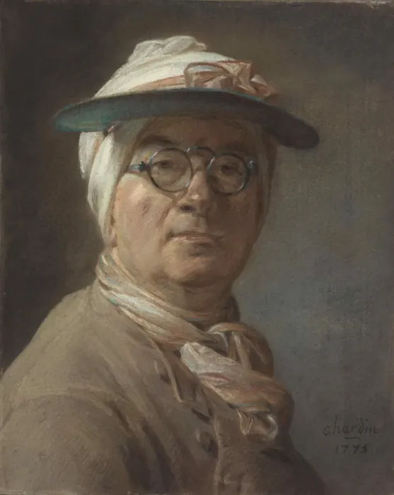 Framed Print : Self-Portrait with an Eyeshade, 1775. Creator: Chardin, Jean-Baptiste Simeon (1699-1779) Framed Print : Self-Portrait with an Eyeshade, 1775. Creator: Chardin, Jean-Baptiste Simeon (1699-1779)