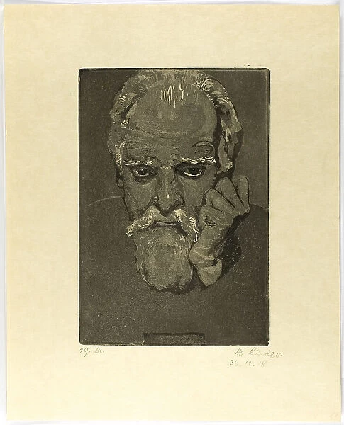Self-Portrait with Fist to Face, 1918. Creator: Max Klinger