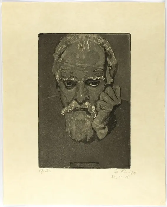 Framed Print : Self-Portrait with Fist to Face, 1918. Creator: Max Klinger Framed Print : Self-Portrait with Fist to Face, 1918. Creator: Max Klinger