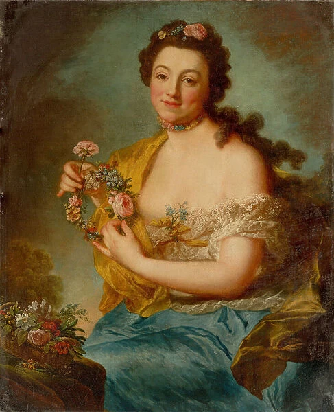 Self-Portrait as Flora, c. 1766. Creator: Therbusch-Lisiewska, Anna Dorothea (1721-1782)