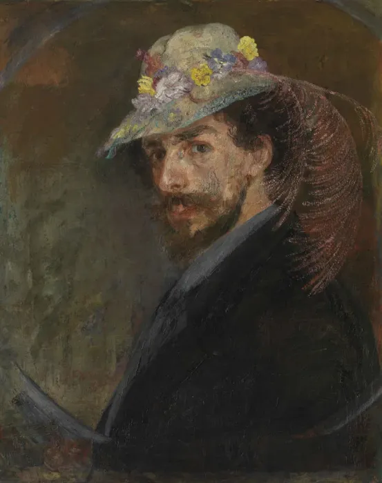 Framed Print : Self-Portrait with Flowered Hat, 1883 Framed Print : Self-Portrait with Flowered Hat, 1883
