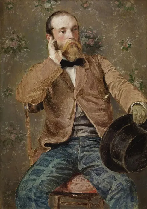 Framed Print : Self-Portrait with Flowered Wallpaper, 1848-1850 (?). Creator: Richard Caton Woodville Framed Print : Self-Portrait with Flowered Wallpaper, 1848-1850 (?). Creator: Richard Caton Woodville