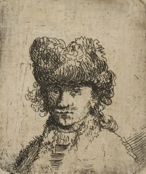 Framed Print : Self-Portrait in a Fur Cap: Bust, 18th century. 18th century. Creator: Unknown Framed Print : Self-Portrait in a Fur Cap: Bust, 18th century. 18th century. Creator: Unknown
