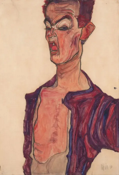 Framed Print : Self-Portrait, Grimacing, 1910. Artist: Schiele, Egon (1890?1918) Framed Print : Self-Portrait, Grimacing, 1910. Artist: Schiele, Egon (1890?1918)