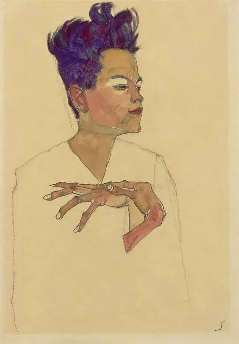 Framed Print : Self-Portrait with Hands on Chest, 1910. Artist: Schiele, Egon (1890?1918) Framed Print : Self-Portrait with Hands on Chest, 1910. Artist: Schiele, Egon (1890?1918)