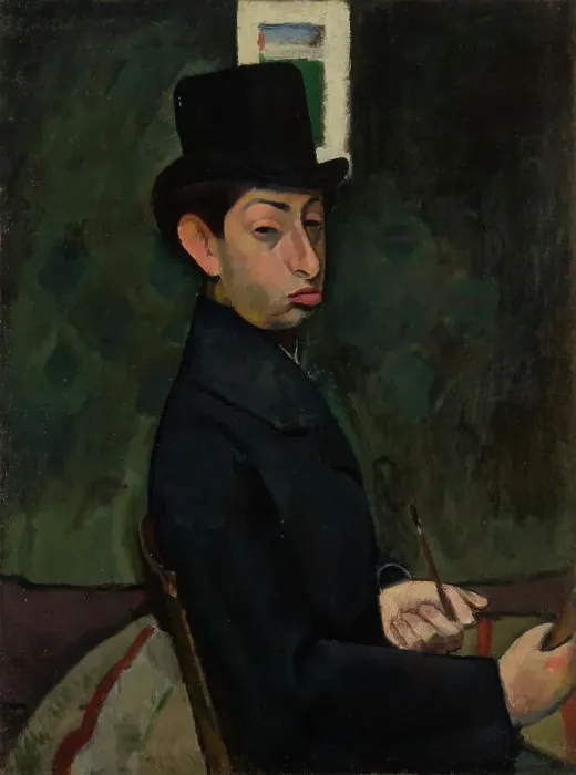 Framed Print : Self-Portrait in Top Hat, 1907. Creator: Berény, Róbert (1887-1953) Framed Print : Self-Portrait in Top Hat, 1907. Creator: Berény, Róbert (1887-1953)