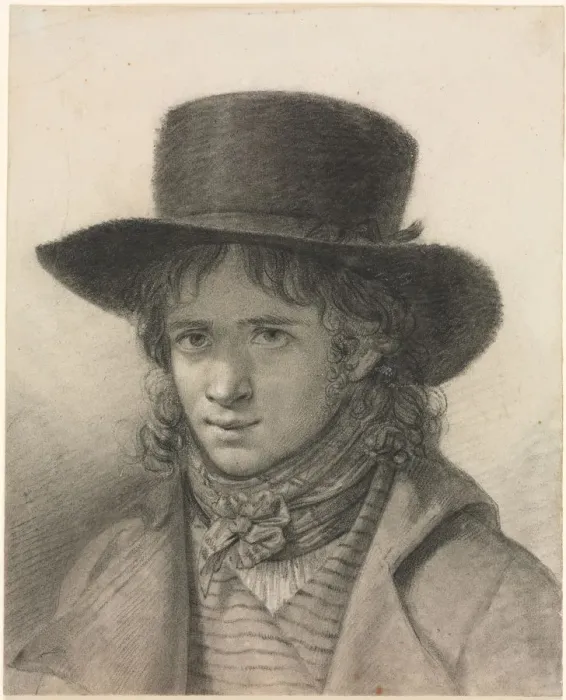Framed Print : Self-Portrait in a Hat, c. 1790. Creator: Anne-Louis Girodet de Roucy-Trioson (French, 1767-1824) Framed Print : Self-Portrait in a Hat, c. 1790. Creator: Anne-Louis Girodet de Roucy-Trioson (French, 1767-1824)