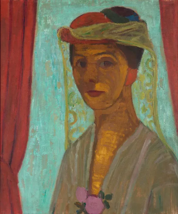 Framed Print : Self-portrait with hat and veil, 1906-1907. Artist: Modersohn-Becker, Paula (1876-1907) Framed Print : Self-portrait with hat and veil, 1906-1907. Artist: Modersohn-Becker, Paula (1876-1907)