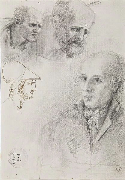 Self-portrait with heads sketches, ca 1792-1798