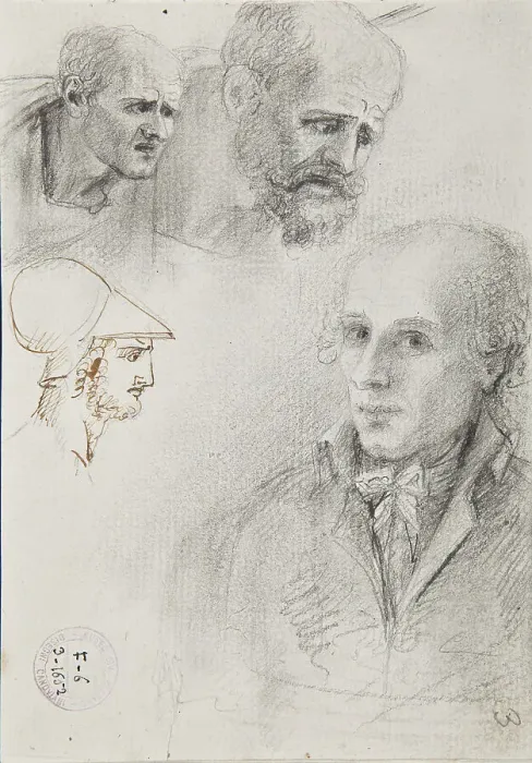 Framed Print : Self-portrait with heads sketches, ca 1792-1798 Framed Print : Self-portrait with heads sketches, ca 1792-1798