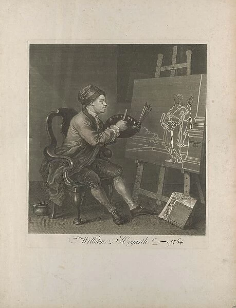 Self-portrait (Hogarth painting the Comic Muse), 1764. Creator: Hogarth, William (1697-1764)