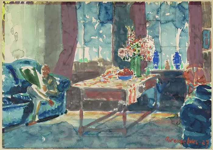 Framed Print : Self-Portrait: Interior of My New York Apartment, 1927. Creator: George Benjamin Luks Framed Print : Self-Portrait: Interior of My New York Apartment, 1927. Creator: George Benjamin Luks