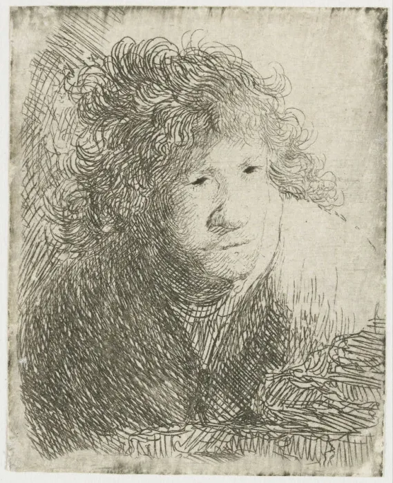 Framed Print : Self-Portrait, Leaning Forward, Listening, 1628. Creator: Rembrandt van Rhijn (1606-1669) Framed Print : Self-Portrait, Leaning Forward, Listening, 1628. Creator: Rembrandt van Rhijn (1606-1669)