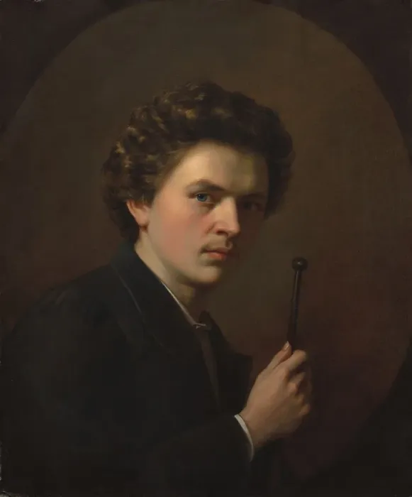 Framed Print : Self-Portrait with a Maulstick, c. 1863. Creator: Henri Regnault (French, 1843-1871) Framed Print : Self-Portrait with a Maulstick, c. 1863. Creator: Henri Regnault (French, 1843-1871)