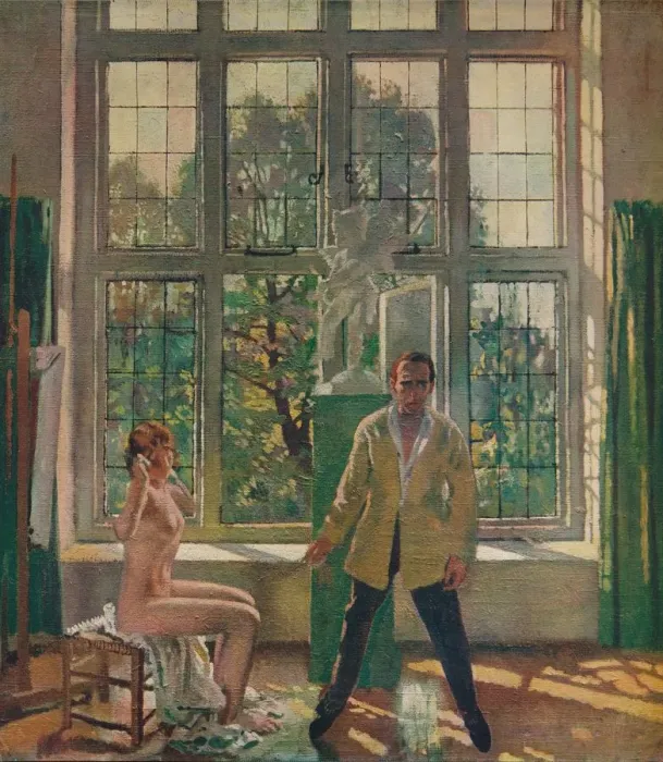 Framed Print : Self-portrait with model, c1905, (c1932). Artist: William Newenham Montague Orpen