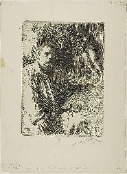 Self-Portrait with Model II, 1899. Creator: Anders Leonard Zorn