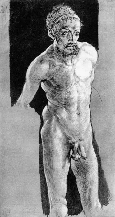 Framed Print : Self Portrait in the Nude, c1507, (1936). Artist: Albrecht Durer Framed Print : Self Portrait in the Nude, c1507, (1936). Artist: Albrecht Durer