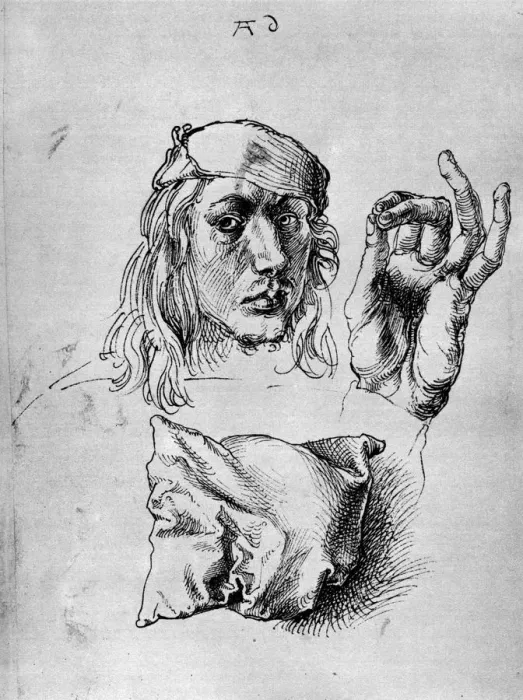 Framed Print : Self Portrait with a Pillow, 1493, (1936). Artist: Albrecht Durer Framed Print : Self Portrait with a Pillow, 1493, (1936). Artist: Albrecht Durer