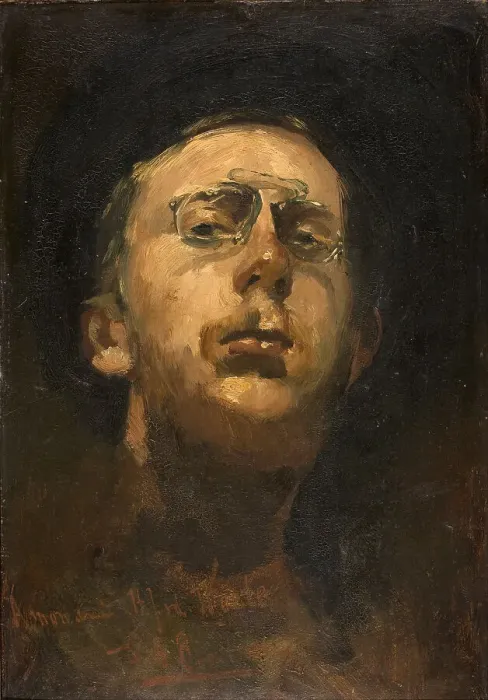 Framed Print : Self-portrait with Pince-nez, c. 1882. Artist: Breitner, George Hendrik (1857-1923) Framed Print : Self-portrait with Pince-nez, c. 1882. Artist: Breitner, George Hendrik (1857-1923)