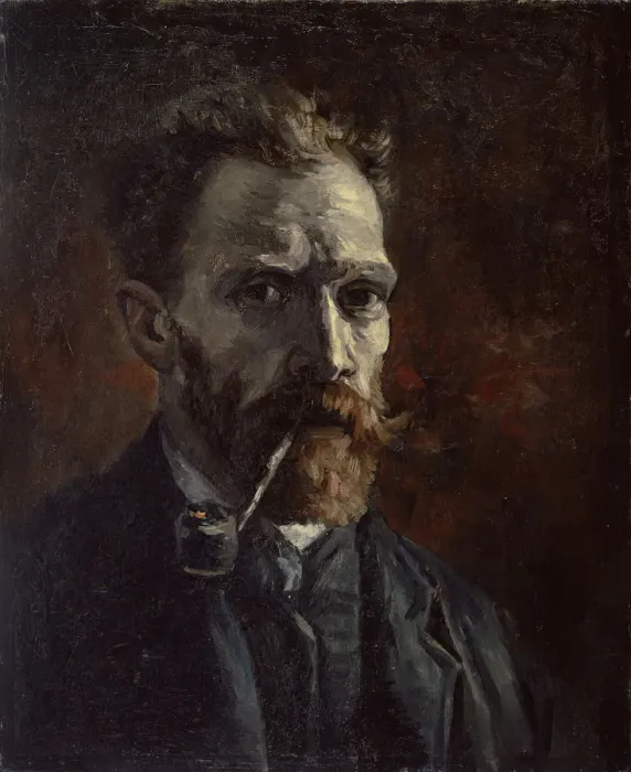 Framed Print : Self-portrait with pipe, 1886. Artist: Gogh, Vincent, van (1853-1890) Framed Print : Self-portrait with pipe, 1886. Artist: Gogh, Vincent, van (1853-1890)