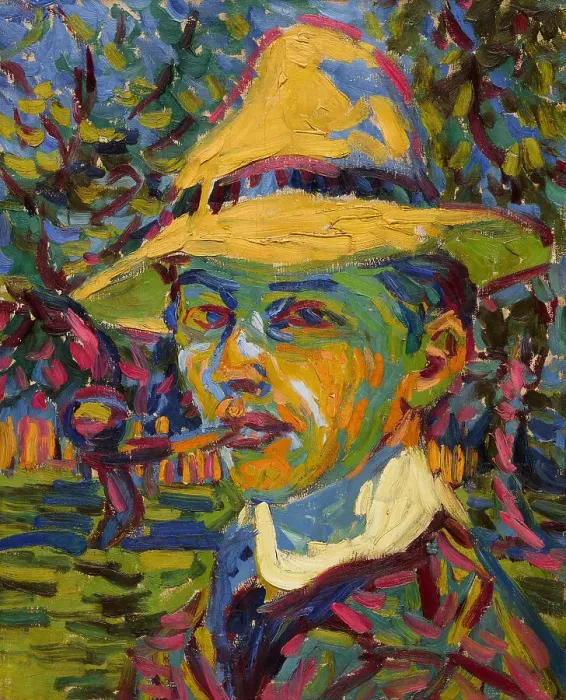 Framed Print : Self-Portrait with a Pipe, 1907. Creator: Kirchner, Ernst Ludwig (1880-1938) Framed Print : Self-Portrait with a Pipe, 1907. Creator: Kirchner, Ernst Ludwig (1880-1938)
