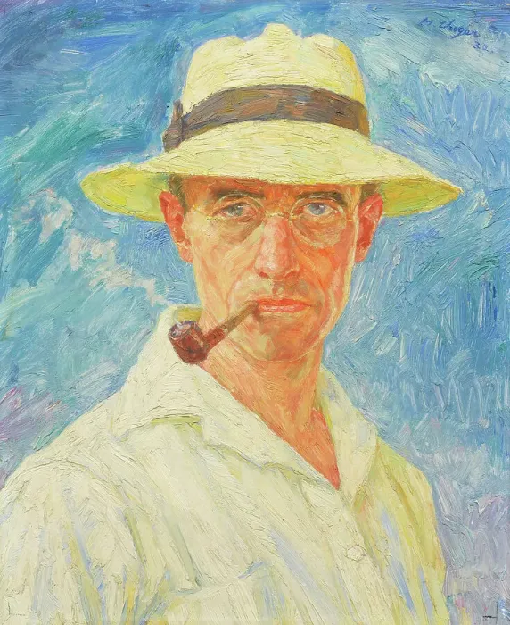 Framed Print : Self-portrait with pipe and hat, 1932. Creator: Unger; Hans (1872-1936) Framed Print : Self-portrait with pipe and hat, 1932. Creator: Unger; Hans (1872-1936)
