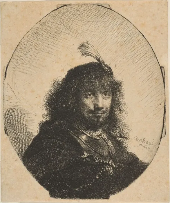 Framed Print : Self-Portrait with Plumed Cap and Lowered Sabre, 1634. Creator Framed Print : Self-Portrait with Plumed Cap and Lowered Sabre, 1634. Creator