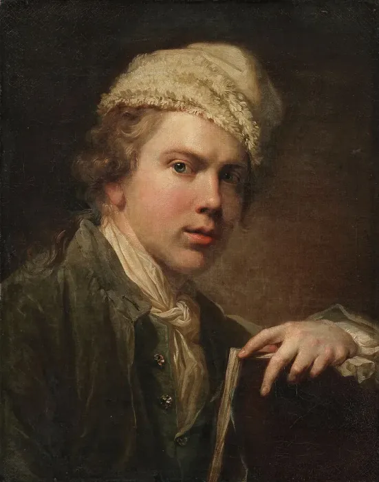 Framed Print : Self-portrait with Portfolio, 1773-1774. Creator: Jens Juel