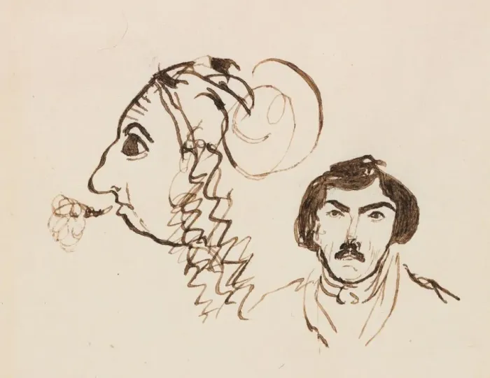 Framed Print : Self-Portrait with Portrait of Delacroix, c. 1845. Creator: George Sand (French, 1804-1876) Framed Print : Self-Portrait with Portrait of Delacroix, c. 1845. Creator: George Sand (French, 1804-1876)