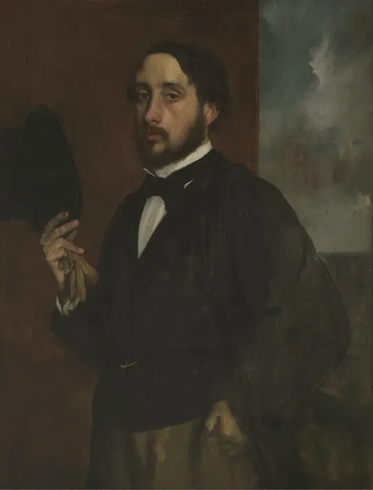 Framed Print : Self-portrait with Raised Hat, ca 1863. Artist: Degas, Edgar (1834-1917) Framed Print : Self-portrait with Raised Hat, ca 1863. Artist: Degas, Edgar (1834-1917)